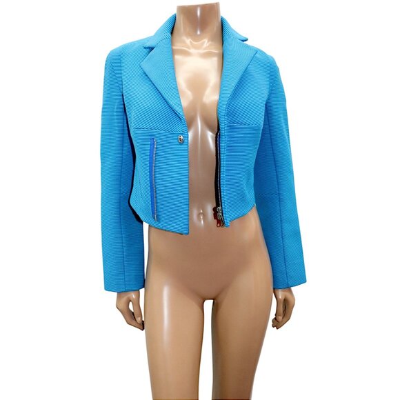 Y's YOHJI YAMAMOTO STRIPE Cropped Structured ZIPPER Jacket SMALL/ Size 4 - Picture 3 of 9